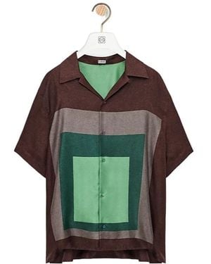 Loewe Anagram Embroidered Short Sleeved Shirt - Green