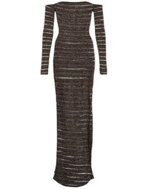 AYA MUSE Montro Sheer Knit Maxi Dress - Brown
