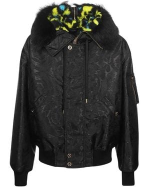 Versace Drawstring Zip-Up Jacket - Black