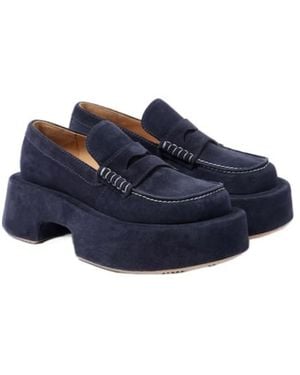 JW Anderson Suede Platform Penny Loafers - Blue