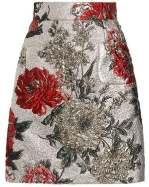 Dolce & Gabbana Floral Lurex Skirt - Gray