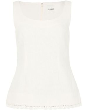 Posse Rectangular Neckline Vest - White