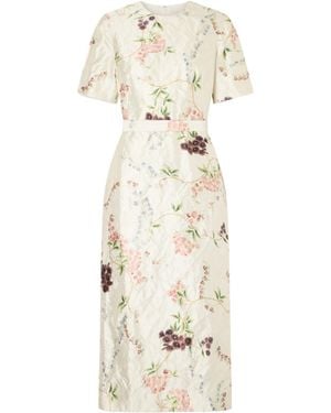 Erdem Lace-Up Print Dress - Natural