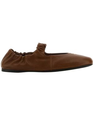Miu Miu Pleated Ballet Shoes - Brown