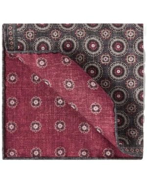 Brunello Cucinelli Silk Pocket Square With Medallion Design - Purple
