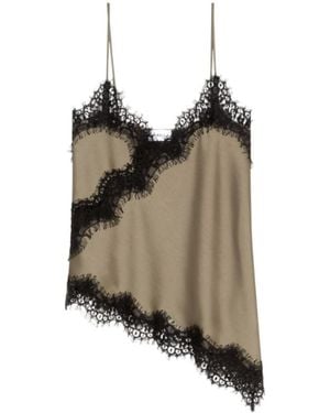 Marella Lace Lingerie-Look Top - Brown