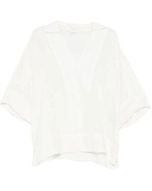 Eleventy Oversized V-Neck Top - White
