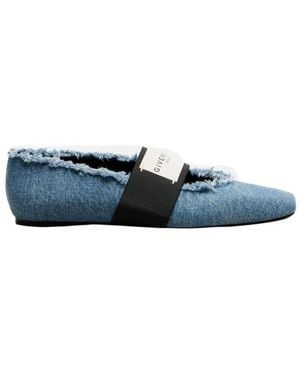 Givenchy Sliced Square Denim Ballet Flats - Blue