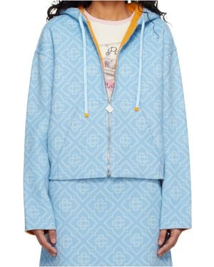 CASABLANCA Monogram Hooded Jacket - Blue