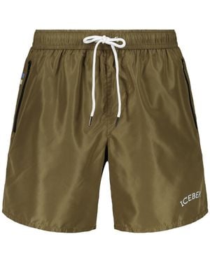 Iceberg Logo Drawstring Swim Shorts - Green