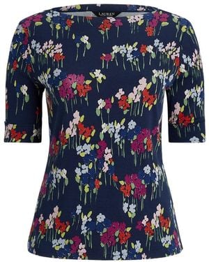 Ralph Lauren Flower Collar Cotton T-Shirt - Blue