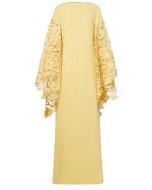 Oscar de la Renta Floral Silk-Blend Kaftan - Yellow
