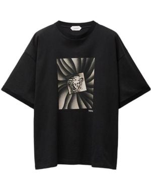 Versace Printed Cotton-Jersey Regular T-Shirt - Black