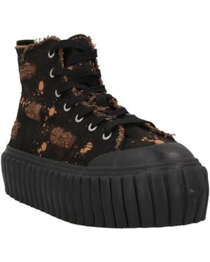 DIESEL Contrast-Color Canvas High-Top Casual Shoes - Black