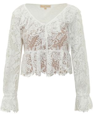 MICHAEL Michael Kors Corded Floral Lace Blouse - White