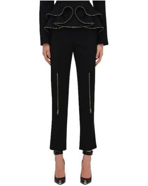 McQueen Zip-Embellished Slim-Cut Trousers - Black