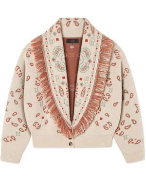 Alanui Bandana Jacquard Cardi-Bomber Style Cardigan - Natural