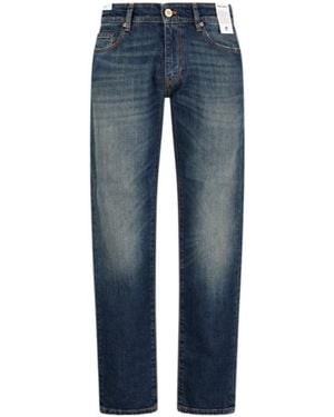 Pt Pantaloni Pt Torino Logo-Patch Washed Slim-Cut Jeans - Blue