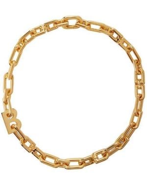 Balenciaga Chain-Link Logo Engraved Necklace - Metallic