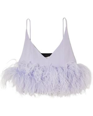 16Arlington Poppy Feather-Trimmed Crepe Camisole - Purple