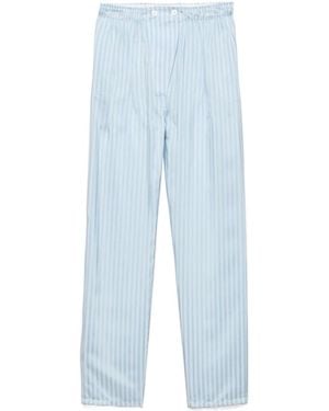Prada Triangle-Patch Striped Trousers - Blue