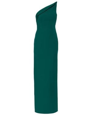 Roland Mouret One-Shoulder Wool And Silk Corset Gown - Green