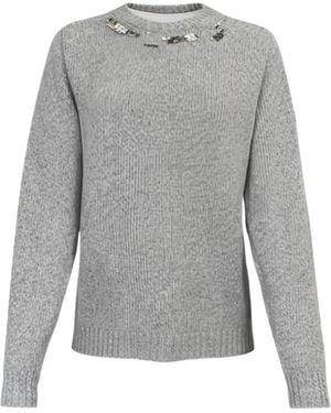 Fabiana Filippi Embellished Crewneck Jumper - Grey