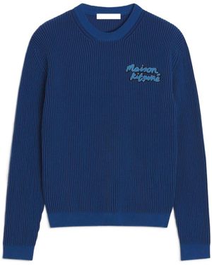 Maison Kitsuné Handwriting Ribbed Comfort Jumper - Blue