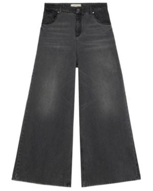 Blumarine Wide Leg Distressed Jeans - Black