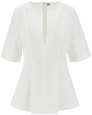 TOTEME Totême Pleated A-Line T-Shirt - White