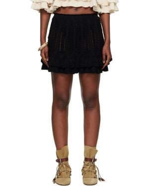 Isabel Marant Nelle Frilly Cotton Knit Miniskirt - Black