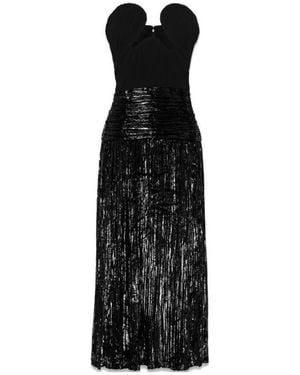 Saint Laurent Lurex Velvet Bustier Dress - Black