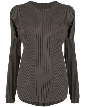 Low Classic Cut-Out Detailing Ribbed-Knit Sweater - Gray