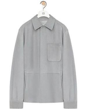 Loewe Anagram Embossed Leather Overshirt - Grey