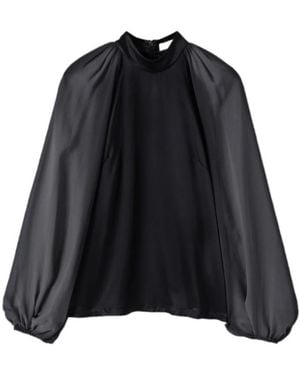 JOSEPH Cave Double Satin Blouse - Black