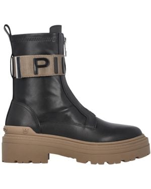 Pinko Logo Detailed Zipped Ankle Boots - Black