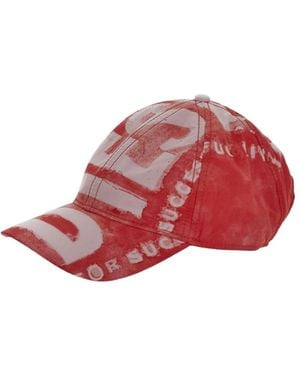 DIESEL C-Ewan-Ny Logo-Print Cap - Red