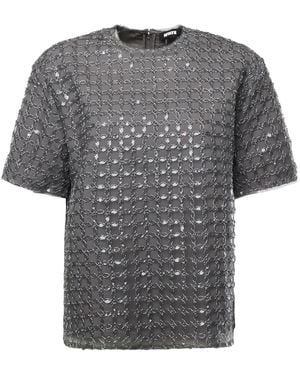 ROTATE BIRGER CHRISTENSEN Beaded Oversized Top - Grey