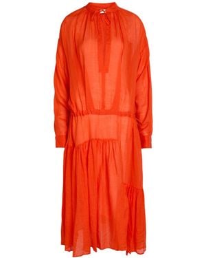 Dries Van Noten Denvo Tiered Ramie Shirt Dress