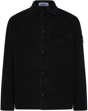 Stone Island Button-Up Badge Jacket - Black