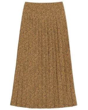 Valentino Crepe De Chine Skirt With Fauve Eclat Micromacula Print - Natural