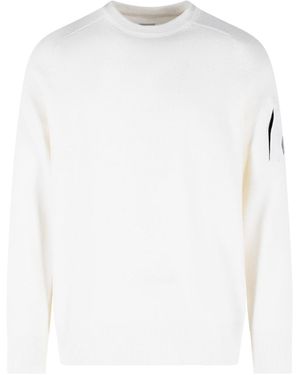 C.P. Company Lens Detailed Crewneck Jumper - White