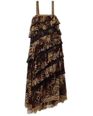 CAMILLA Tiered Extra-Long Dress - Brown