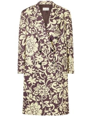 Dries Van Noten Rosea Oversized Double-Breasted Jacquard Coat - White