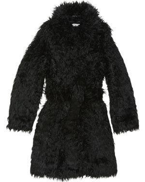 Acne Studios Faux Fur Belted Coat - Black