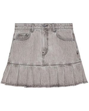Ganni Future Denim Pleated Mini Skirt - Grey