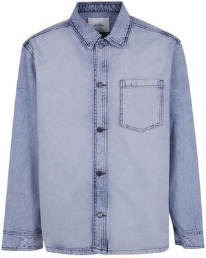 Les Deux Bleached Denim Overshirt - Blue
