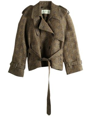 Dries Van Noten Ristos Double-Breasted Short Coat - Green