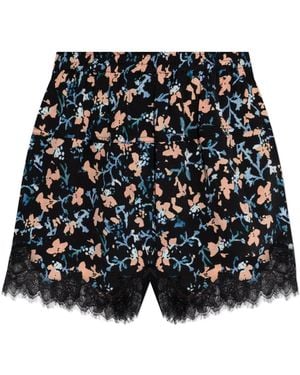 Ulla Johnson Noella Floral-Print Lace-Trim Shorts - Blue