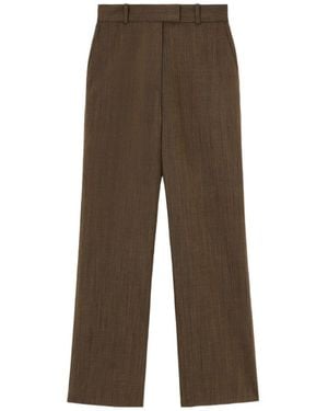 Ganni Wool Straight-Leg Trousers - Brown